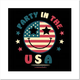 Party In The Usa 4Th Of July Preppy Smile Shirts Men Women Posters and Art